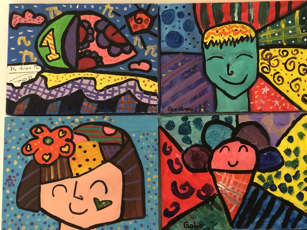 mvicentini's tweet photo. What makes you happy?
Happiness, a Romero Britto inspired painting by 2nd Grade Students https://t.co/lqRc0ddvf8