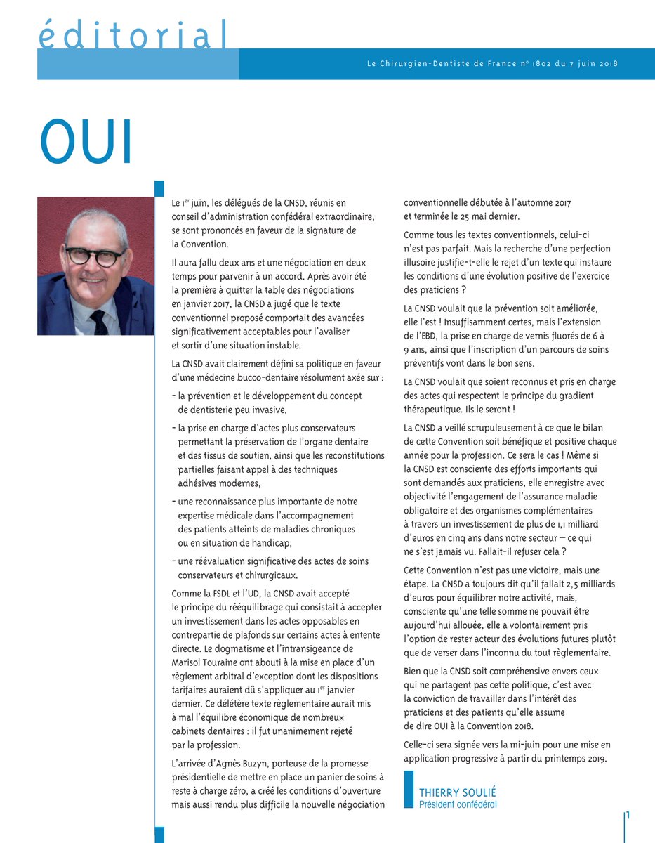 CDFmag's tweet photo. [Édito] "Oui" à la signature de la #Convention ont voté les délégués CNSD de toute la France #dentaire #négociations https://t.co/88dXMtPmto https://t.co/rgoVpkTKzb