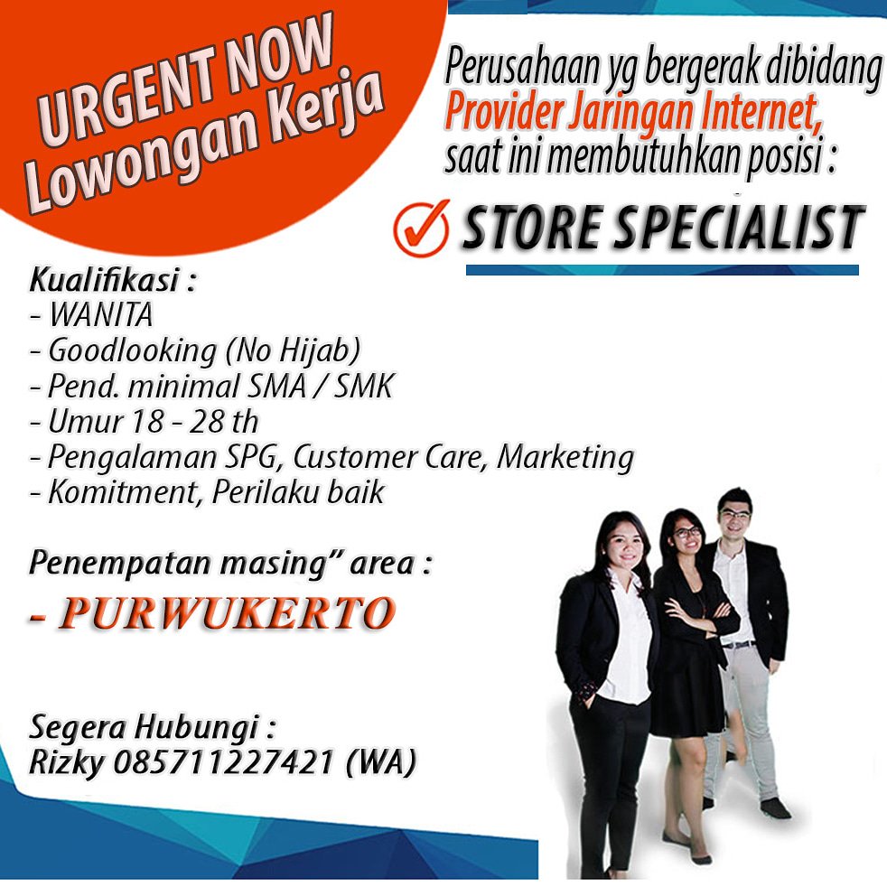 spgeventindo's tweet photo. Urgent sangat buat Store Specialist (Reguler).
Cp : 085711227421 (wa)

@lokerpurwokerto @lokerpwt @lokerpwt https://t.co/yb1PowYGlk