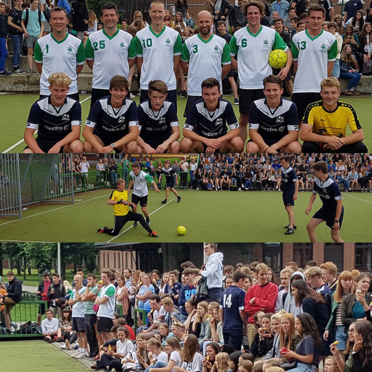 Atheneum_Keerb's tweet image. Altijd sfeer, de (voor)laatste lesdag met traditionele finale wedstrijd tussen leerlingen en leerkrachten. Volle tribunes en iedereen genieten van een ijsje, getrakteerd door de #leerlingenraad voor iedereen @Atheneum_Keerb #meerdaneenschool #samenlerensamenleven @GO_onderwijs