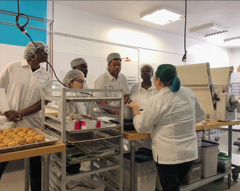 BreadProject's tweet image. Yesterday our Bakery Bootcamp participants learned about proper measuring techniques through classroom and kitchen exercises. For Chef Bernice’s caramel sauce demonstration, participants helped to scale the recipe and observed how to properly measure and prepare ingredients.