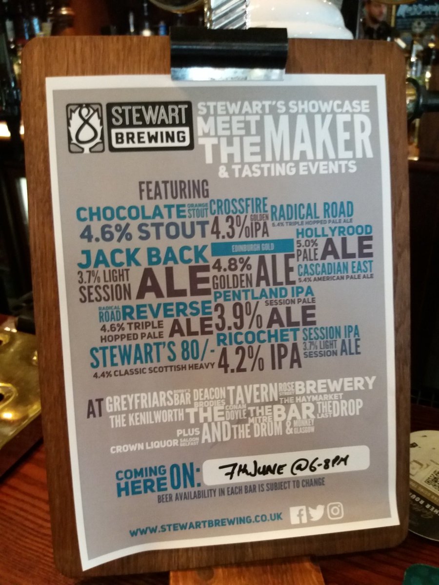 StewBrewJake's tweet photo. That's us half way through our FREE tastings at The Haymarket. Better get down quick, my beer is draining fast! @StewartBrewing @Nicholsonspubs #sunnydays #craftbeer #Edinburgh https://t.co/N9KaTwZgAX