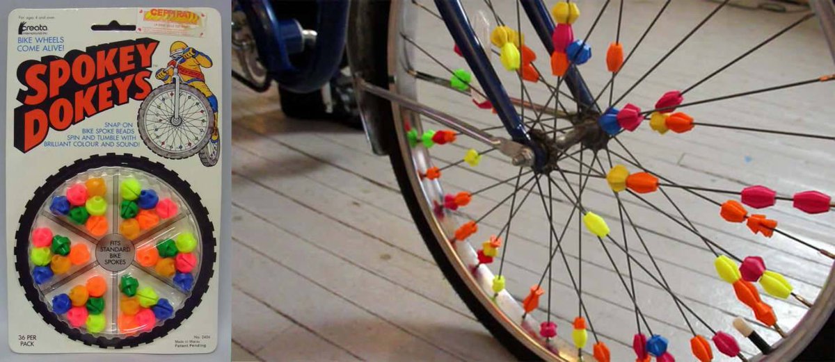 TweetRetroEnt's tweet photo. Was there even any point in riding your bike if you didn't cover it in these things? https://t.co/ZiNnVn5C6U