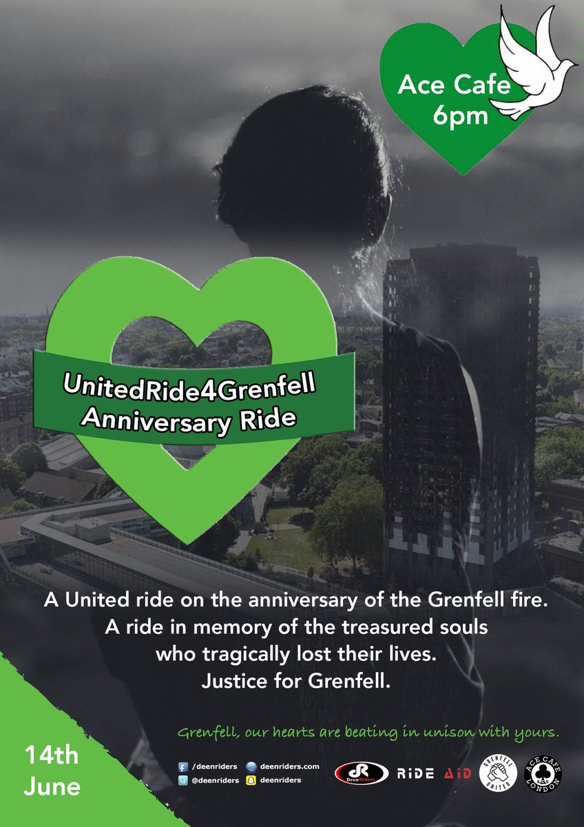 DeenRiders's tweet image. CALLING ALL BIKERS!!!

#UnitedRide4Grenfell
@MartinDaubney @DannyJohnJules @acecafelondon @channel5_tv @Matthew_Wright #wrightstuff #rideaid #grenfell #grenfelltower #justice4grenfell @GrenfellUnited @grenfellspeaks @officialJ4G @jeremycorbyn @RichardHammond @JeremyClarkson