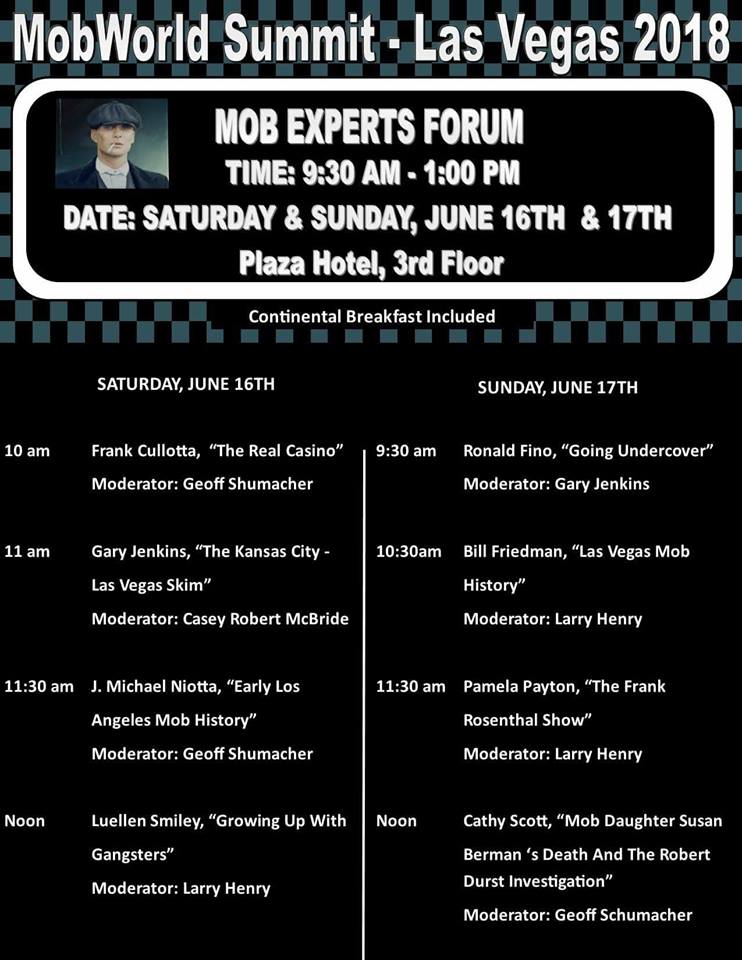 mobworldsummit's tweet photo. #MobWorldSummit June 15-17 @PlazaLasVegas #mafia #convention #schedule #get #tickets @eventbrite https://t.co/bbvE5nR6ec https://t.co/kA0X30tNDv