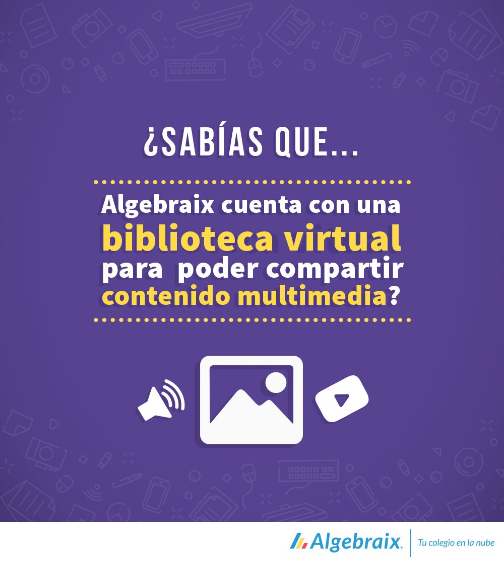 Algebraix's tweet photo. ¿#SabíasQue... 😮
Algebraix cuenta con una biblioteca virtual 📚🖥️ para poder compartir contenido multimedia? 📷🎶🎞️
#Algebraix #TuColegioEnLaNube 💻☁️ https://t.co/AzvKGj6IdJ