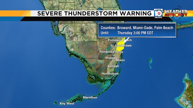 Local 10 WEATHER ALERT - Severe Thunderstorm Warning for the highlighted areas. More info at bit.ly/krCDQ?utm_medi… https://t.co/HOCbvrtDaX