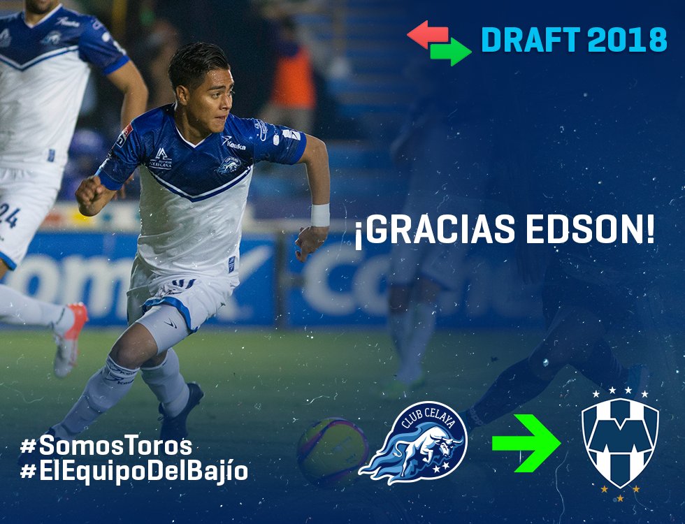 TorosCelayaCD's tweet image. Gracias @edsongtz87 por formar parte de nuestra institución, te deseamos el mayor éxito en esta nueva etapa, siempre serás orgullo de nuestro equipo 💪🏼🐃. Ahora serás Rayado @Rayados. #Draft2018 #DraftMX

#SomosToros
#ElEquipoDelBajío