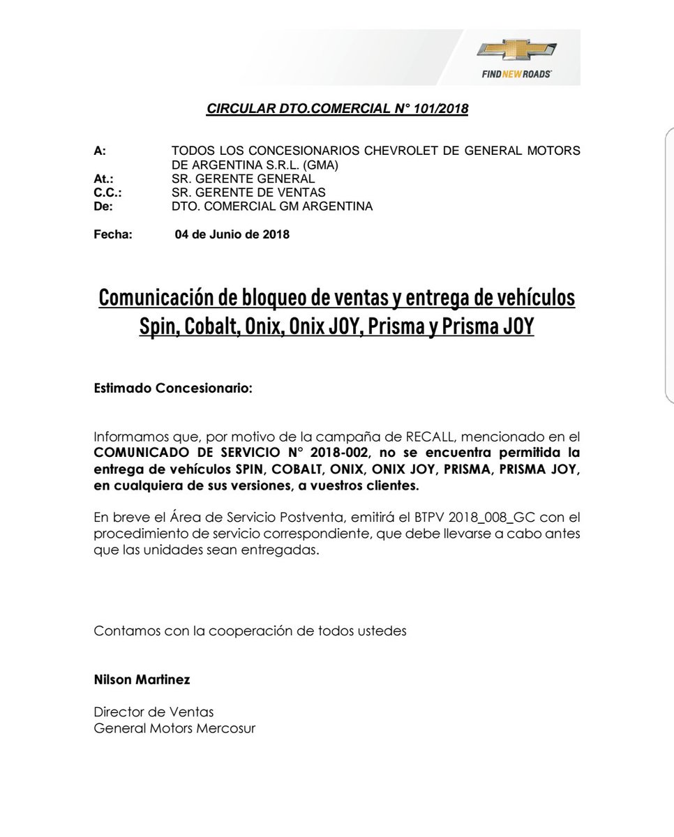 Frenaron las entregas de los vehículos por desperfectos técnicos . Una estafa a los clientes que pagamos el auto. Nadie se hace cargo <a href="/ChevroletArg/">Chevrolet Argentina</a> <a href="/ForestChevrolet/">Forest Car</a>