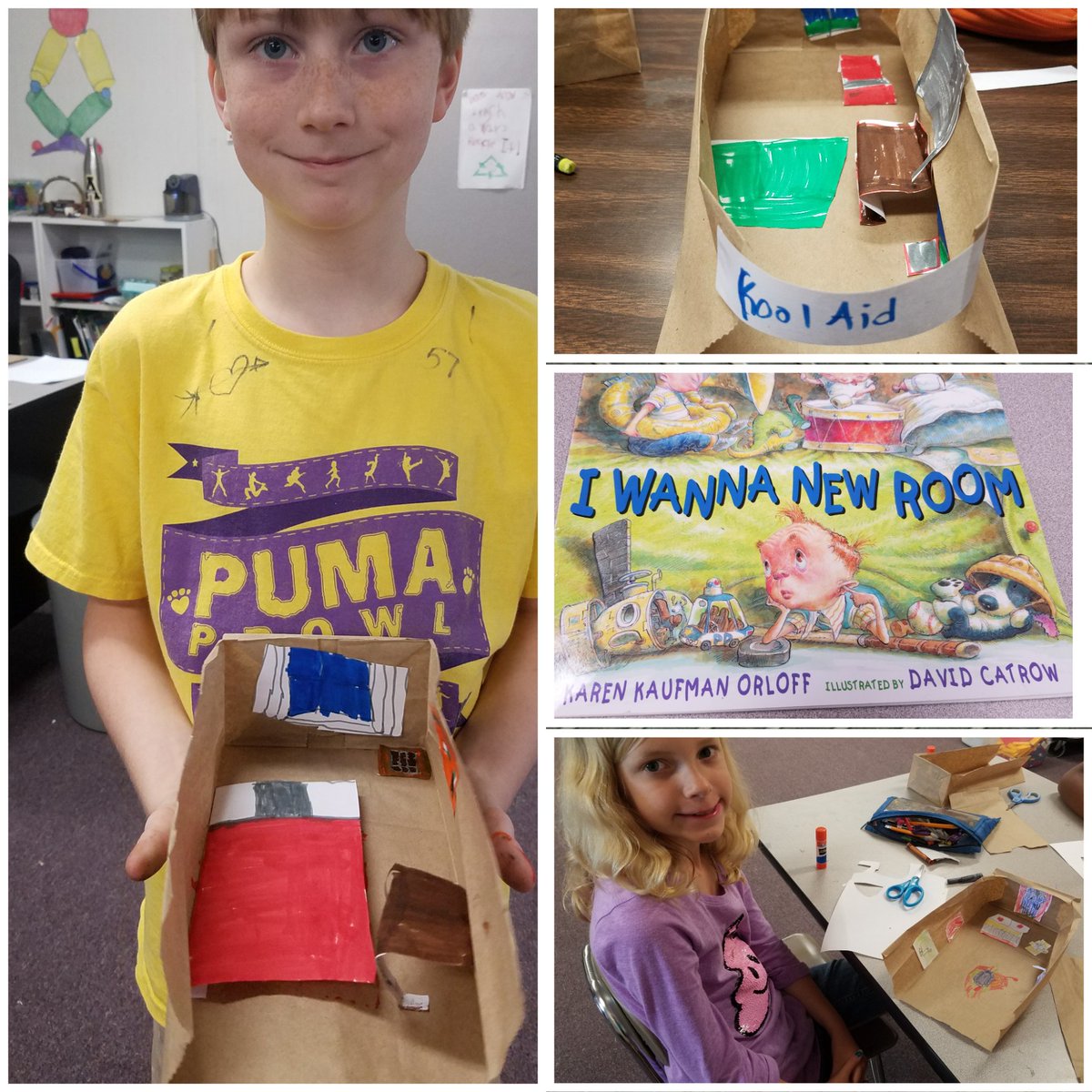 Inspired by the book, "I Wanna New Room" 3rd grade STEM students <a href="/PolentaES/">Polenta Elementary</a> designed and created models of their new dream room! #lastdayofschoolfun  #STEMrocks #pumasinnovate