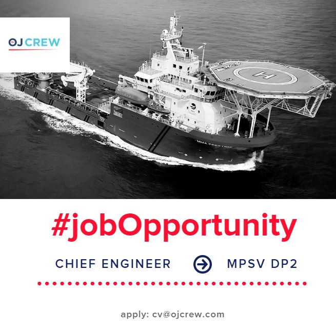 OffshoreJobs2's tweet photo. 🔜📢URGENTLY looking for Chief Engineer to join MPSV DP2.
See more information:👇

✖️https://t.co/oparS0tYYB

✉️ Please apply to cv@ojcrew.com
#MPSV #DP2 #ENGINEER #NEWVACANCY https://t.co/PM2c4YcVPF