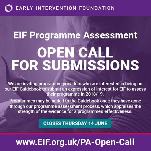 FoundationsWW's tweet image. One week to go! Join our open call for submissions of #earlyintervention programmes to be considered for assessment &amp;amp; adding to the EIF Guidebook: eif.org.uk/pa-open-call/ #evidence #evaluation