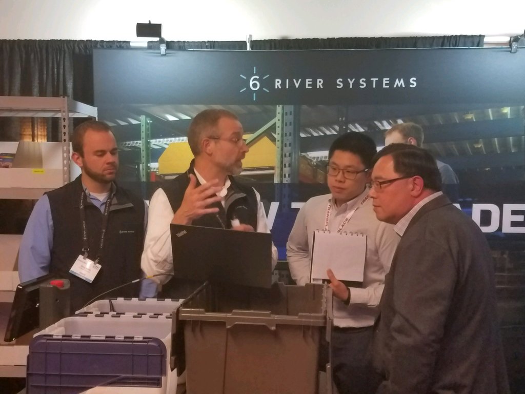 6riversystems's tweet photo. Want to learn more about how collaborative robots work? Visit Booth 6, where 6 River Systems' @jeromeadubois will give you an explainer at @eyefortransport's 3PL & Supply Chain Summit #SCSUS18 #3PLUS18 https://t.co/VjKVqSDDZS