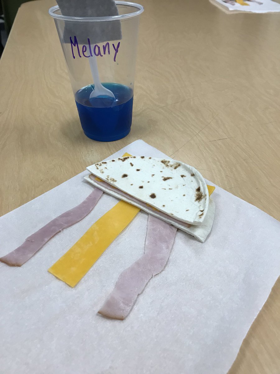 AbWasson's tweet photo. Day 4 of summer school, ocean themed snacks all week in #FACS , ocean jello with fish and shark , with jellyfish sandwiches #SSFUN https://t.co/REpv1bZcx2