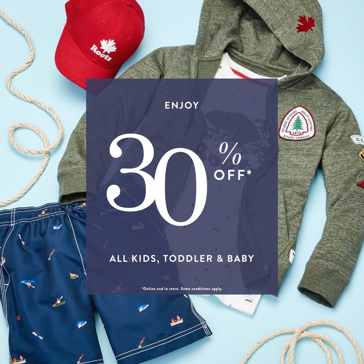 ROOTS's tweet photo. Enjoy 30% OFF* ALL Kids, Toddler, and Baby Collections until Sunday, June 10th, 2018! Shop now:  https://t.co/Bbe6WYp0aS  

*Online and in store. Some conditions apply.

#RootsIsCanada #Sale #Promo https://t.co/eORtEfimXI