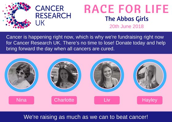 fundraise.cancerresearchuk.org/team/abbas-gir…
In just under 2 of weeks the Abbas Girls will be taking on the 5k Race For Life. We are trying to raise as much money as we can for Cancer Research UK. 
We'd really really appreciate any donations so please visit our fundraising page. #raceforlife2018