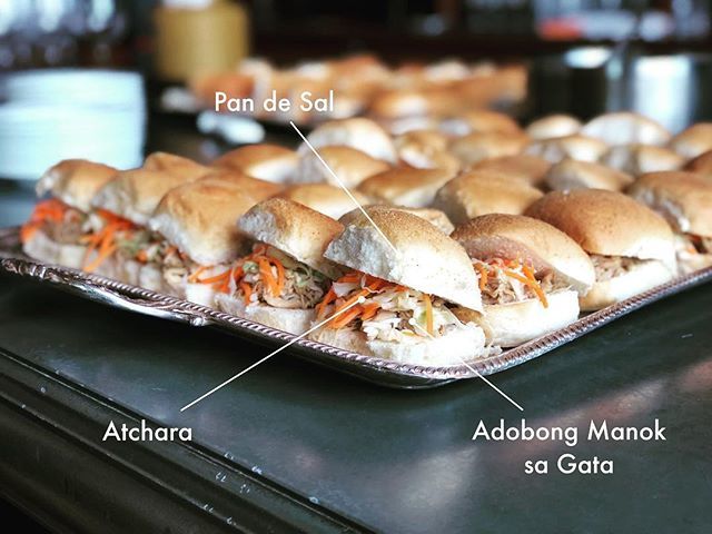 filipinokitchen's tweet photo. Slidin’ through the weekend is nuttin like havin’ a chicken #adobo with #atchara in a #pandesal! We have served this dish for a presentation we did at the SoHo House last week! Thank you @djkingmarie for organizing it! #pinoyssupportingpinoys #filipinxsu… https://t.co/Z5eHwAQmPD https://t.co/5wWsFygOUS