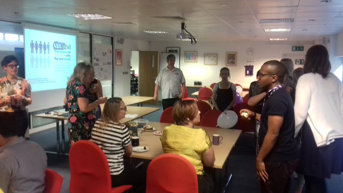 TheStrokeAssoc's tweet photo. The staff here in Stroke House have come together to celebrate the progress weโve made with our campaign for a #NewEra for Stroke. #ThankYouTea https://t.co/FLA7lVtDcy