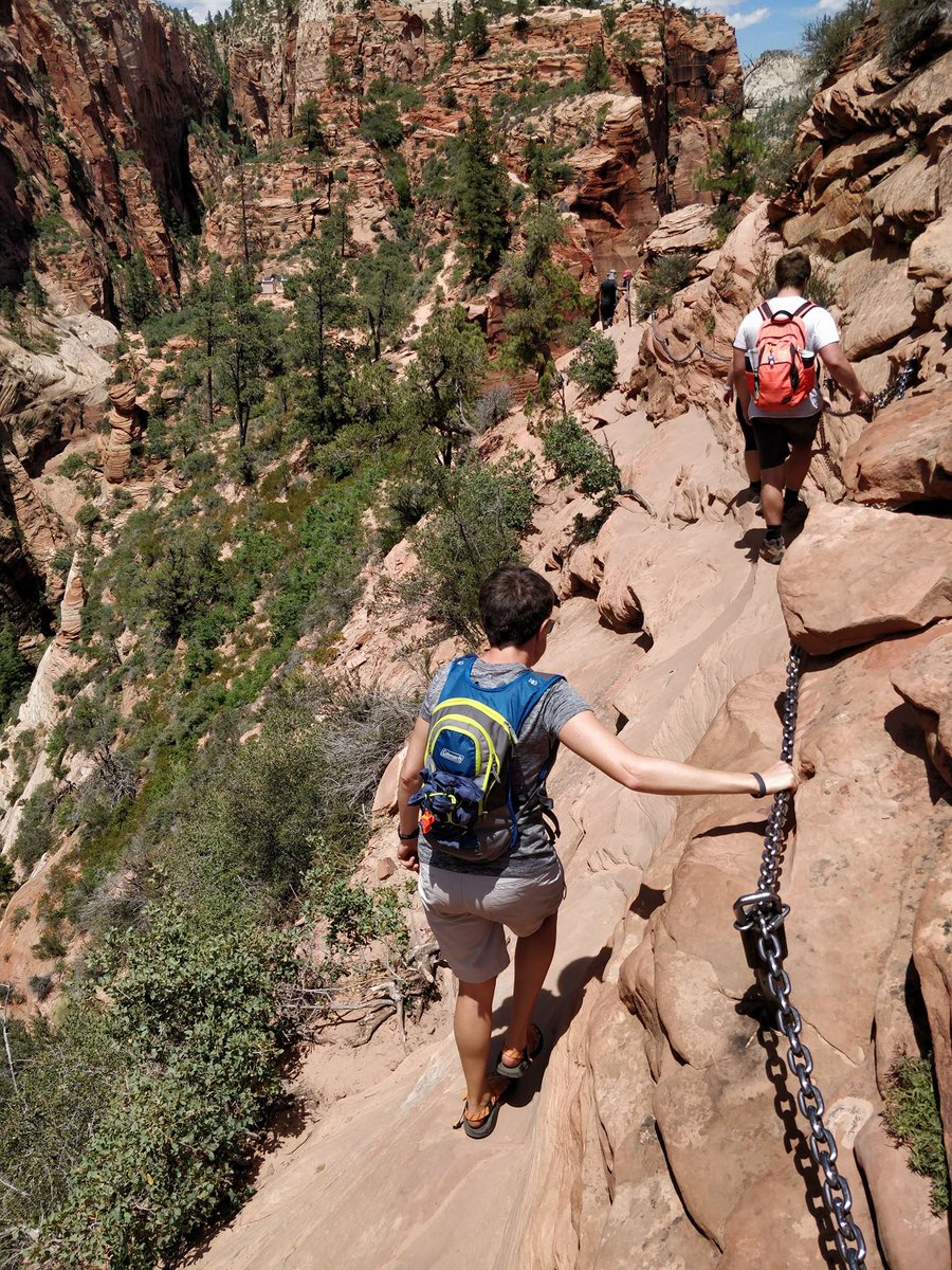 nEqualsBlue's tweet photo. This time last Thursday, @bardsworld and I were getting ready to hike Angels Landing in @ZionNPS. Several hours later, we made it to the top! #ChacoNation #realworldagility #notasprint #ThursdayThoughts Photos of me by https://t.co/vgGNmKW4Ov https://t.co/joMUynzw3q