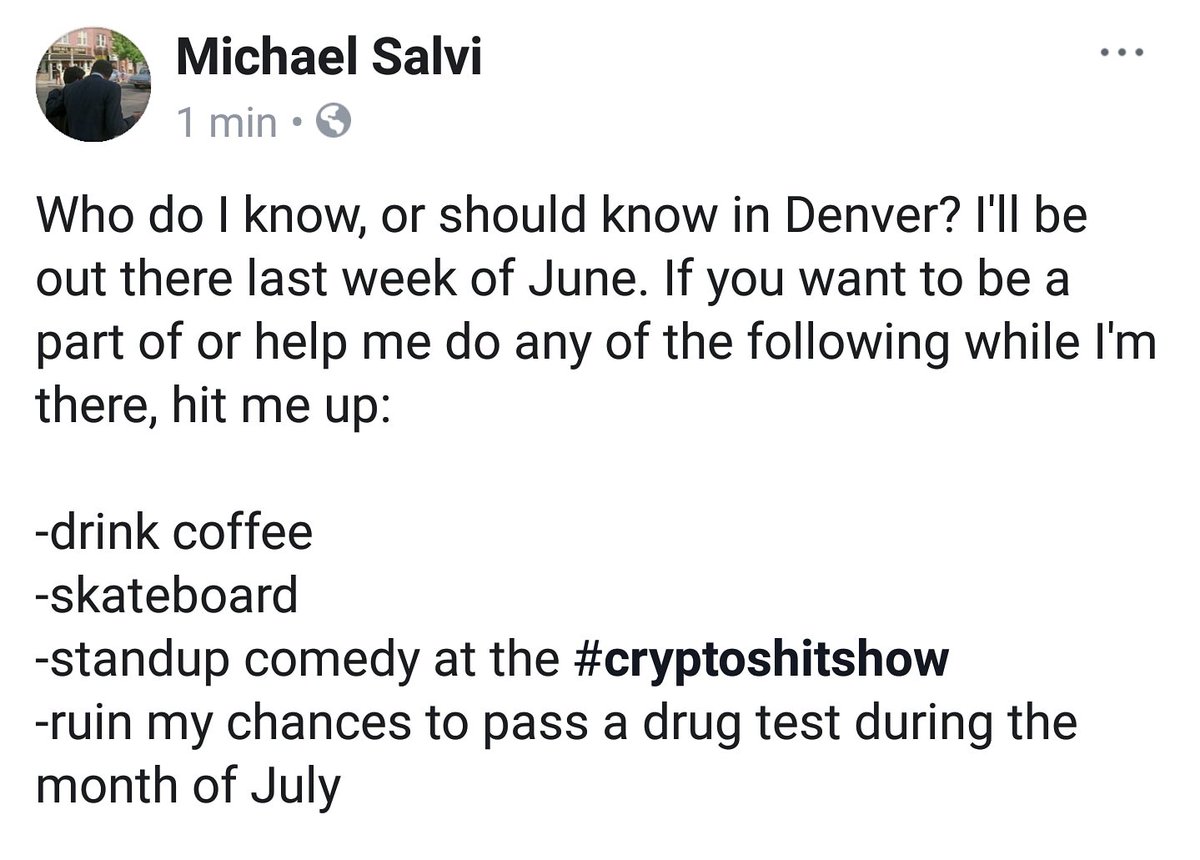 themikesalvi's tweet photo. #denver #bitcoin #cryptocurrency #denverbitcoin #teamcryptsome #carelessknights #cryptojillionaires #skateboardingisfun #cryptoshitshow #steemskate #steem #steemit #dtube #steemphilly #philly #SKATE #proofofskate #colorado #coffee #comedy https://t.co/89esJBKL3g