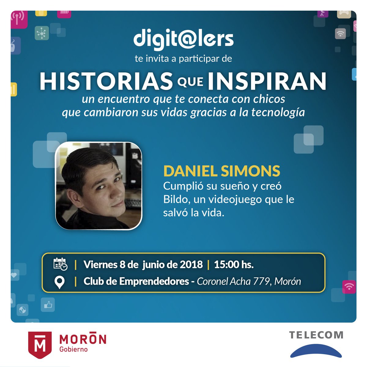 ginotubaro's tweet photo. Hoy en Pilar y mañana en Morón están invitados a participar de "Historias que inspiran" donde con @DalesiBildo, Maria Vallejos y este humilde servidor estaremos contando lo que nos inspiró a crear nuestros proyectos. Mas info en las fotos! #digitalers @SoyCotyFerrer https://t.co/WY1izJNhtv