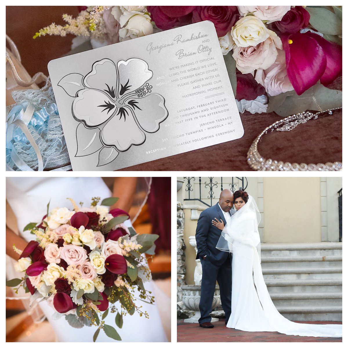 A stunning invitation for a stunning couple! #metalinvitations #uniqueinvitations #winterwedding