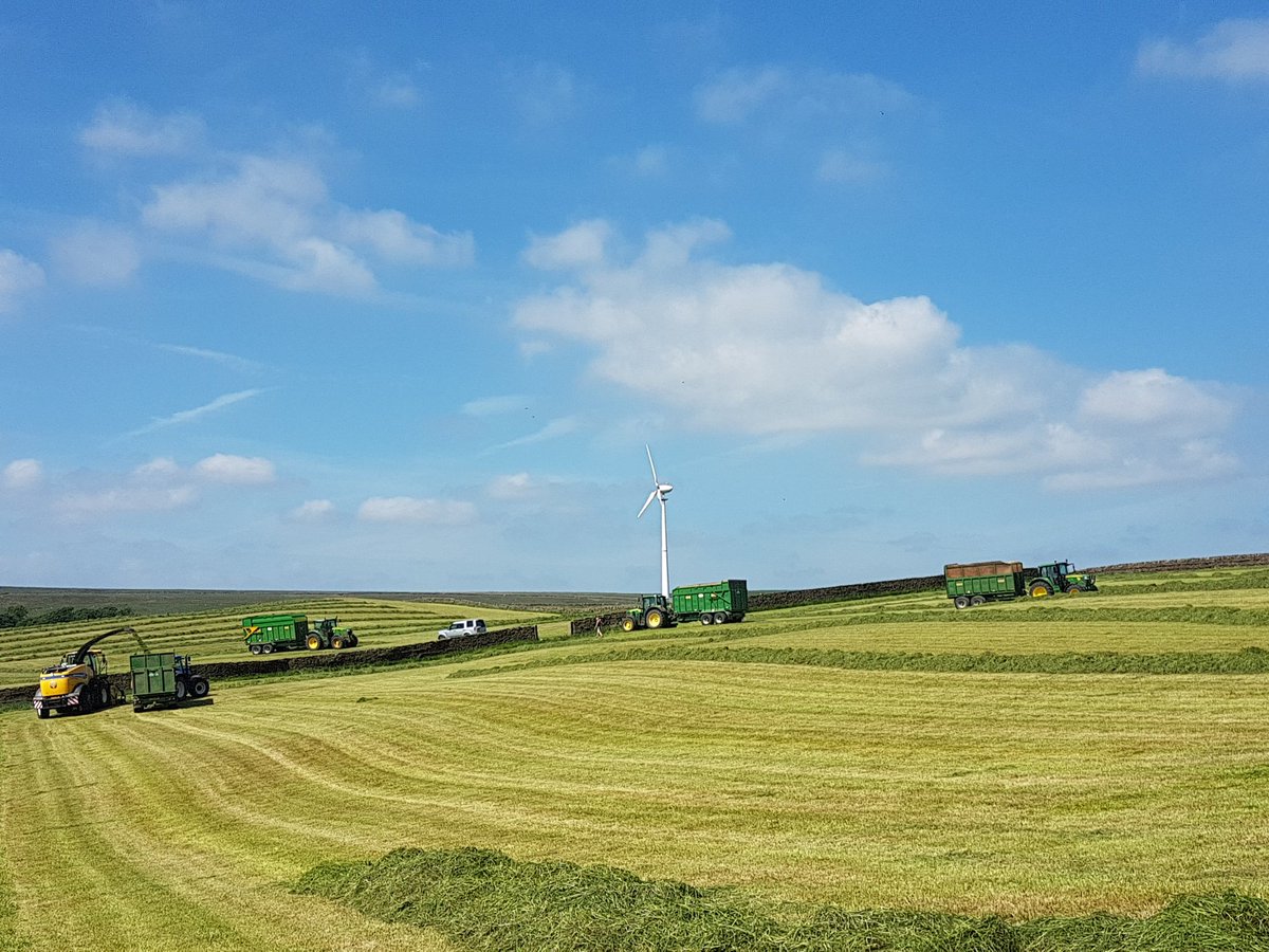 Dalesbrad007's tweet photo. Beautiful day for 1st cut silage, here's a few pics of @Sugdenagri bringing in the grass... #farm365 #teamdairy #grasstomilk https://t.co/OZF7A3lywx