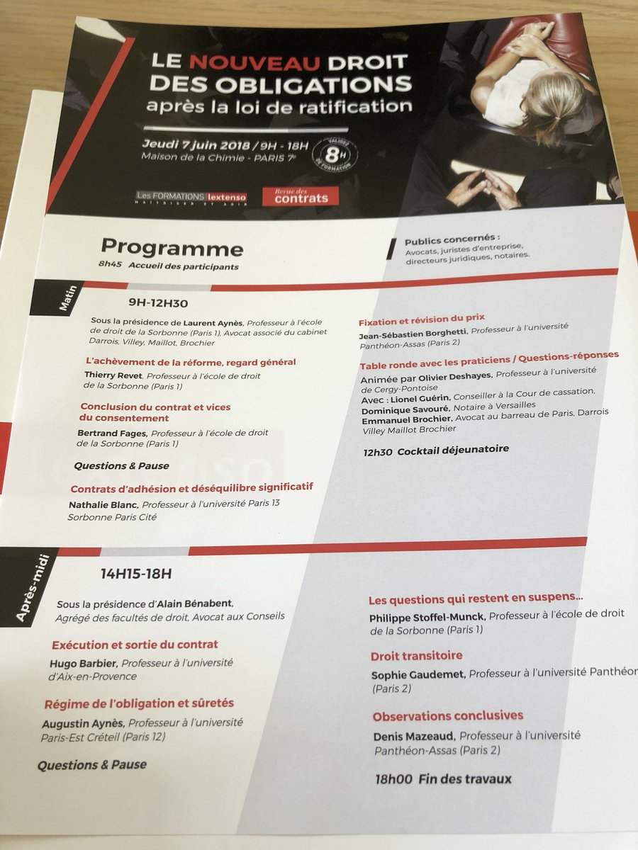 Colloque Revue des contrats : le nouveau droit des obligations après la loi de ratification