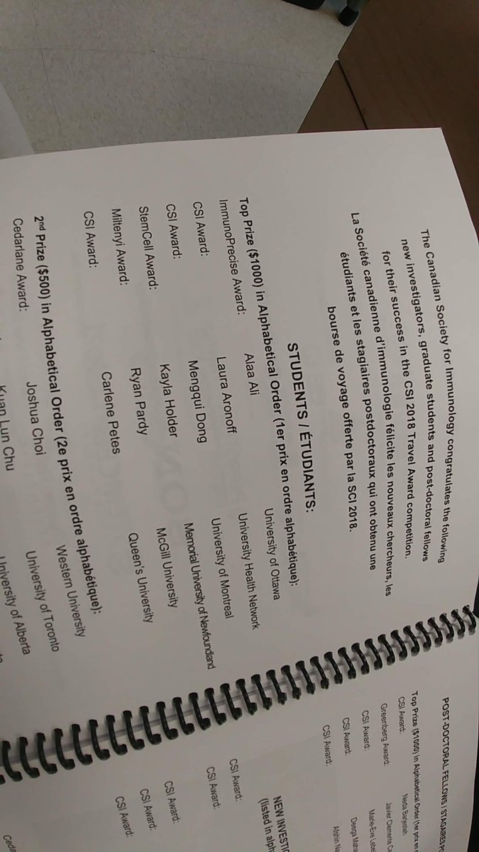 LeeLab_uOttawa's tweet image. Our lab has been in Canadian Society of Immunologists meeting and won awards. Alaa Ali received a top travel award and Jun Oh received a 2nd poster award.