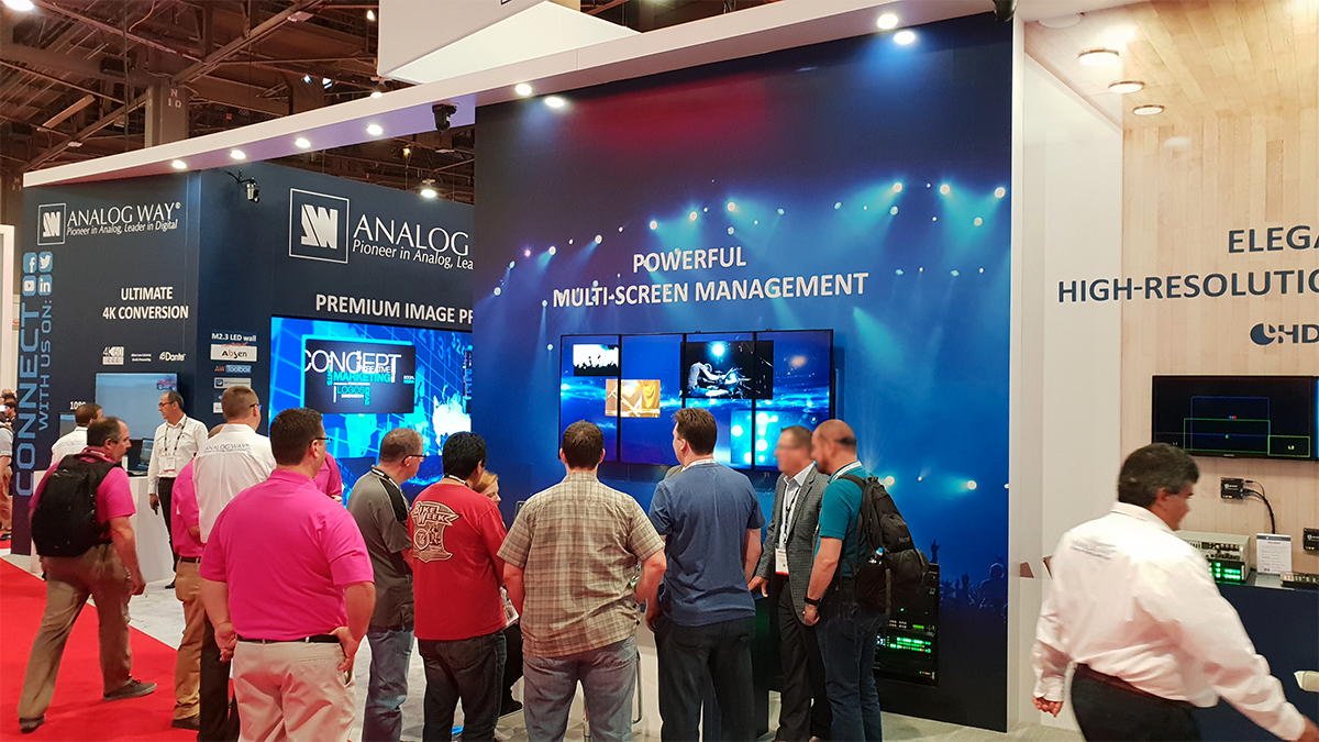 Analog_Way's tweet image. Take a look at the main highlights from our stand this year! We look forward to showing you our 4K videowall processors, seamless switchers, media servers, event controllers and multi-format converters. See you at Analog Way booth, C1662 #Infocomm18
