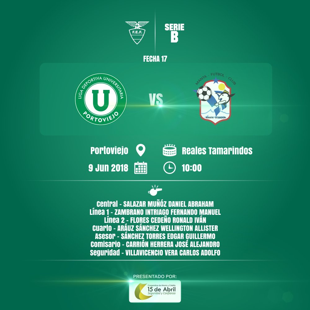 LDUPoficial's tweet photo. ¡Clásico Cantonal! 💪
Detalle oficial del #LDUPvsMFC
#LDUP💚 #ConGarraManaba

Gracias a @coop15abril 🤝 https://t.co/uYCkyoiIkc