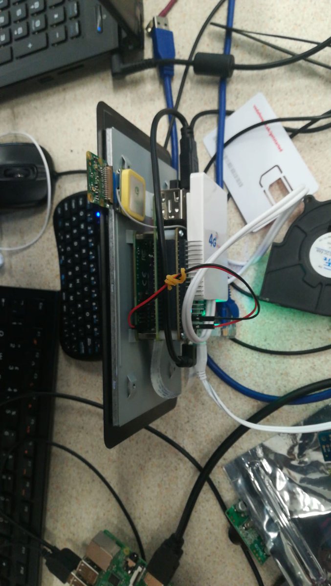 iot_bit's tweet image. Take a look at what we&apos;ve done today, Our 4g @iot_bit attached to our High speed Antenna, @Raspberry_Pi 3 and  touchscreen display. This is a programmable handheld #minicomputer with #4g capabilities. Now all you need to do is create an inspiring project #makers #tech #project