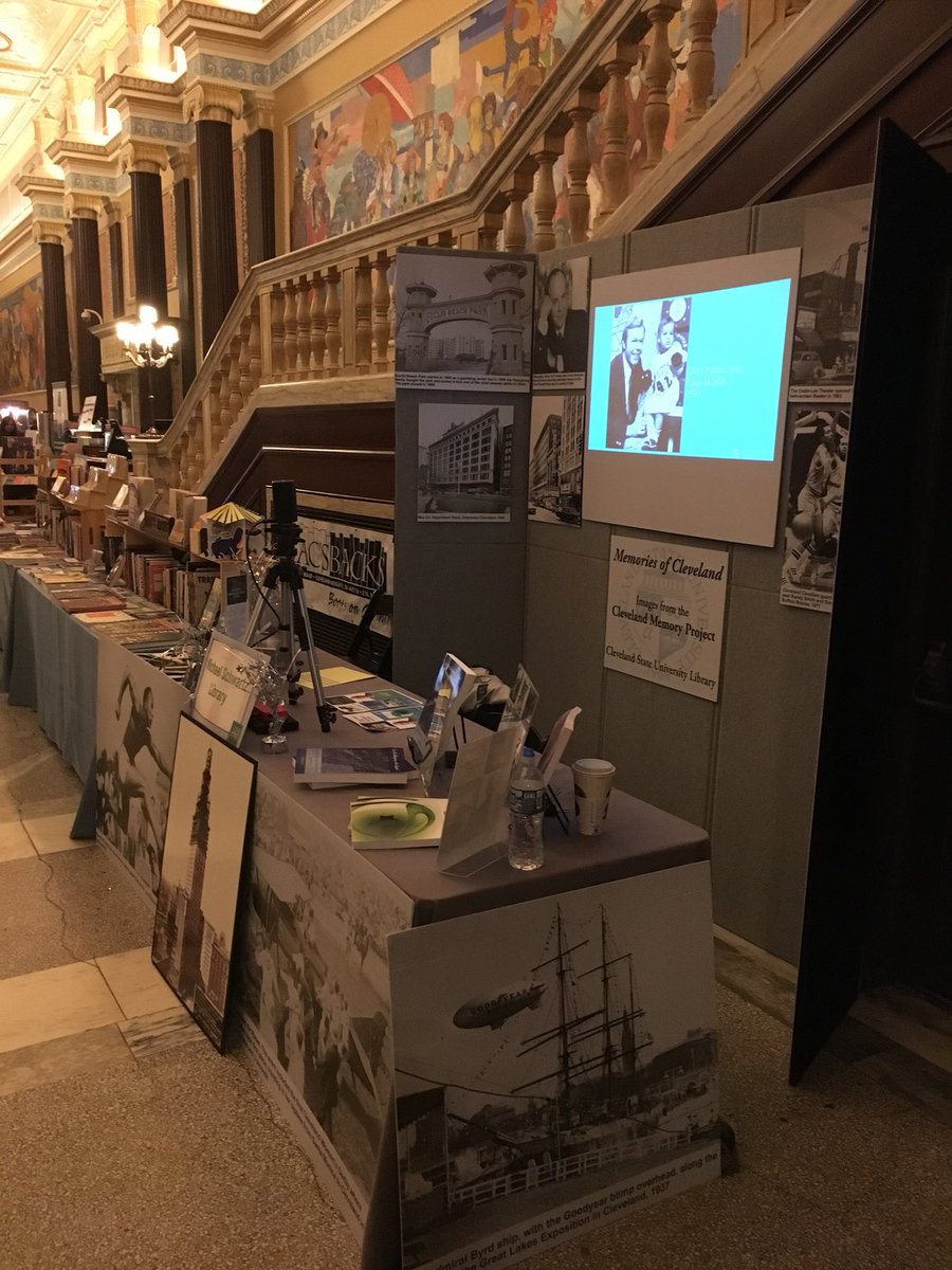 SchwartzLibrary's tweet photo. Visit us today from 11am-8pm at the AHA! Festival in the State Theater. We are featuring images from Cleveland Memory and books written by Dr. Klein #AHAfestival https://t.co/xdi8tKjX2S