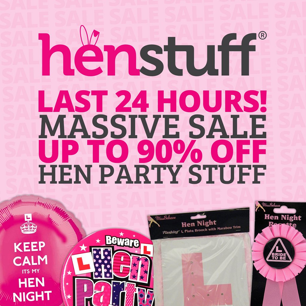 ❗ Update ❗ With only a few more hours left of our amazing sale, we are now very low on stock! Make sure you purchase your hen party gifts at a steal price, before they all go! henstuff.co.uk