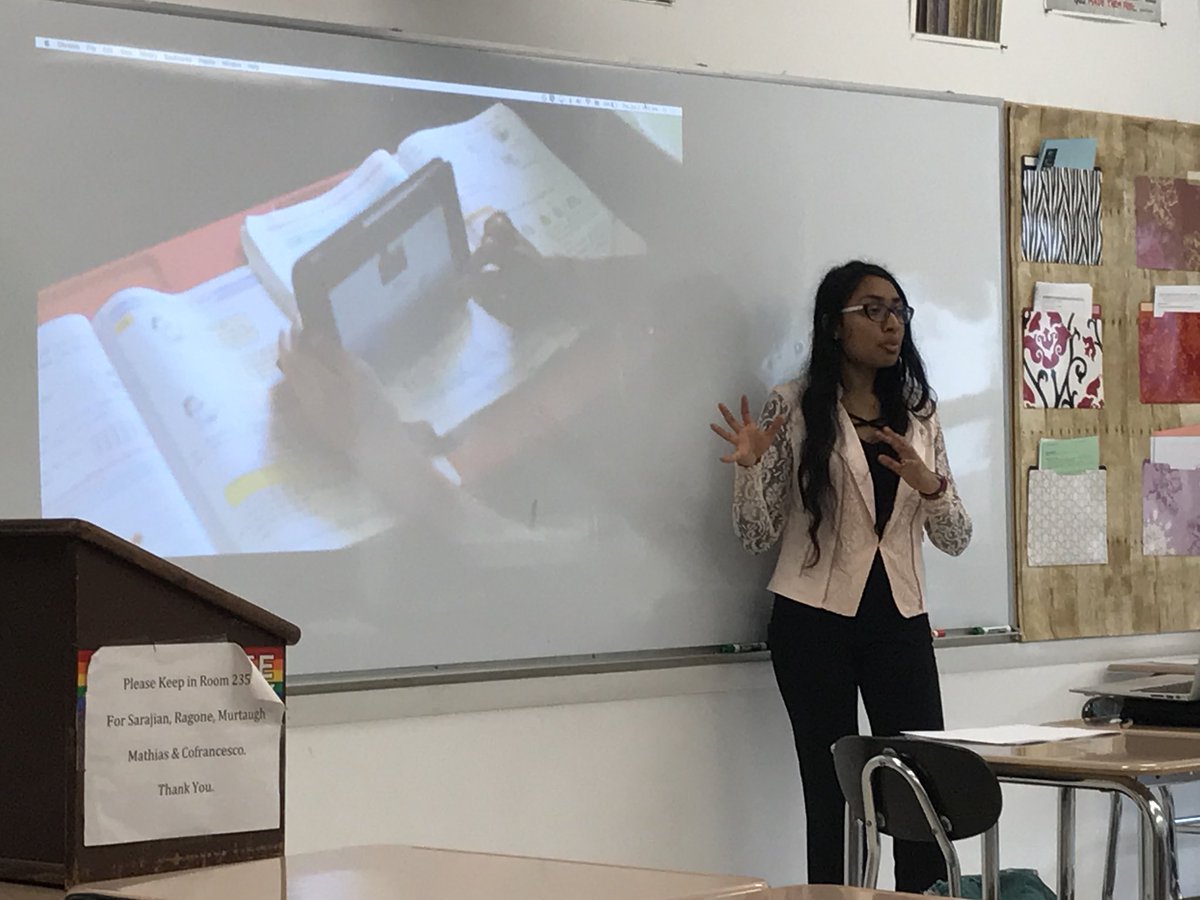 VMattPVRHSD's tweet image. Chandni presenting her documentary on the plight of Indian farmers, which unfortunately all too often results in suicide. #seniorprojects #pvhs