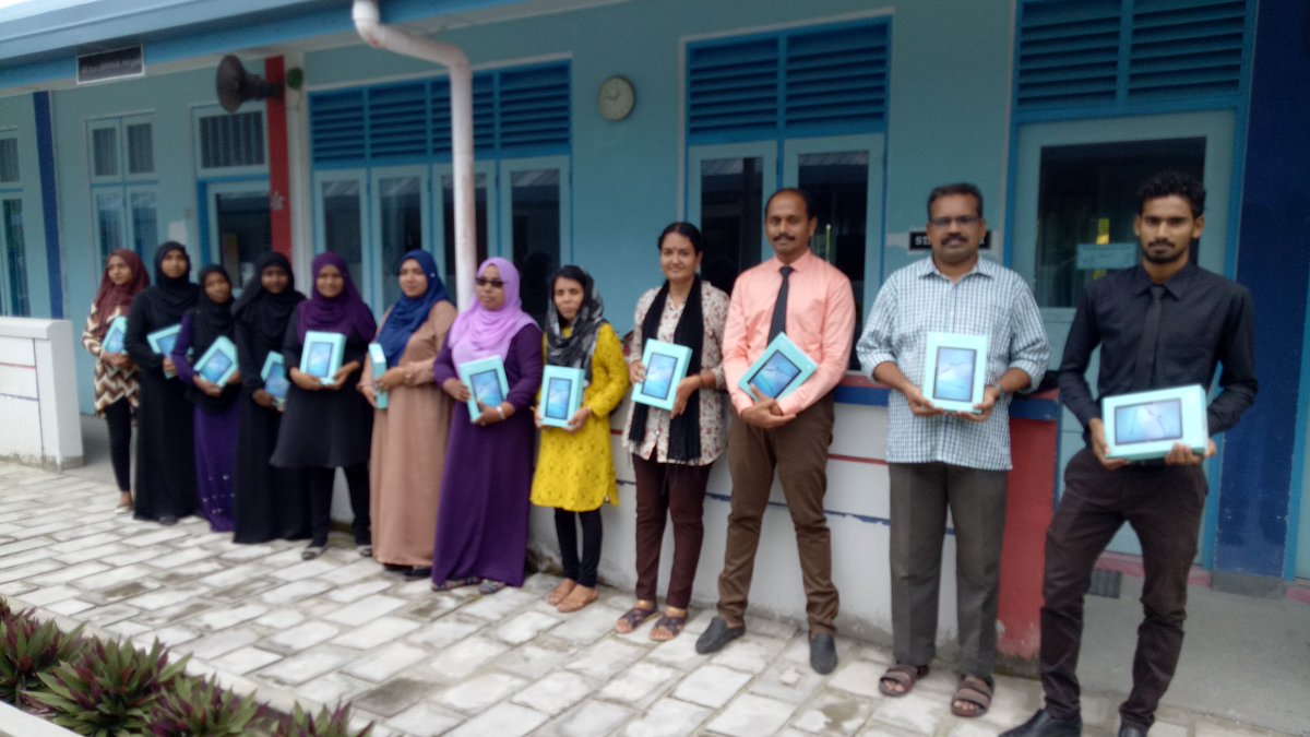FineySchool's tweet photo. Distributed tablets to teachers for 21st century education. @moe.mv https://t.co/BtDuFnux3w