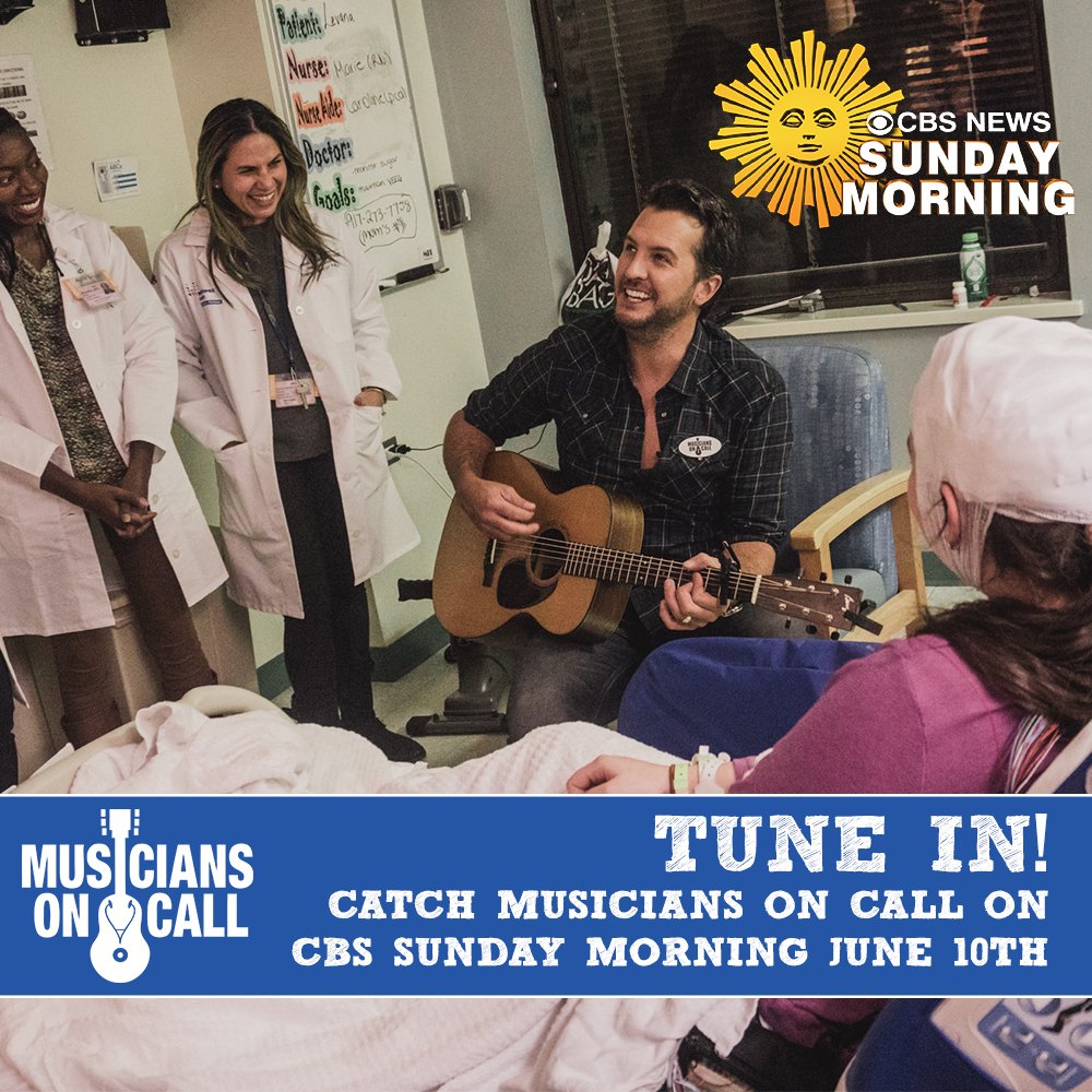 musiciansoncall's tweet image. Catch us on TV! 📺
Tune into @CBSSunday this weekend and join @nancygilesnyc behind the scenes with @LukeBryanOnline, MOC President @WhatUpPete and our first Volunteer Musician, @KenliMusic as they deliver the healing power of music at @lenoxhill and @cityofhope! #MOConCBS