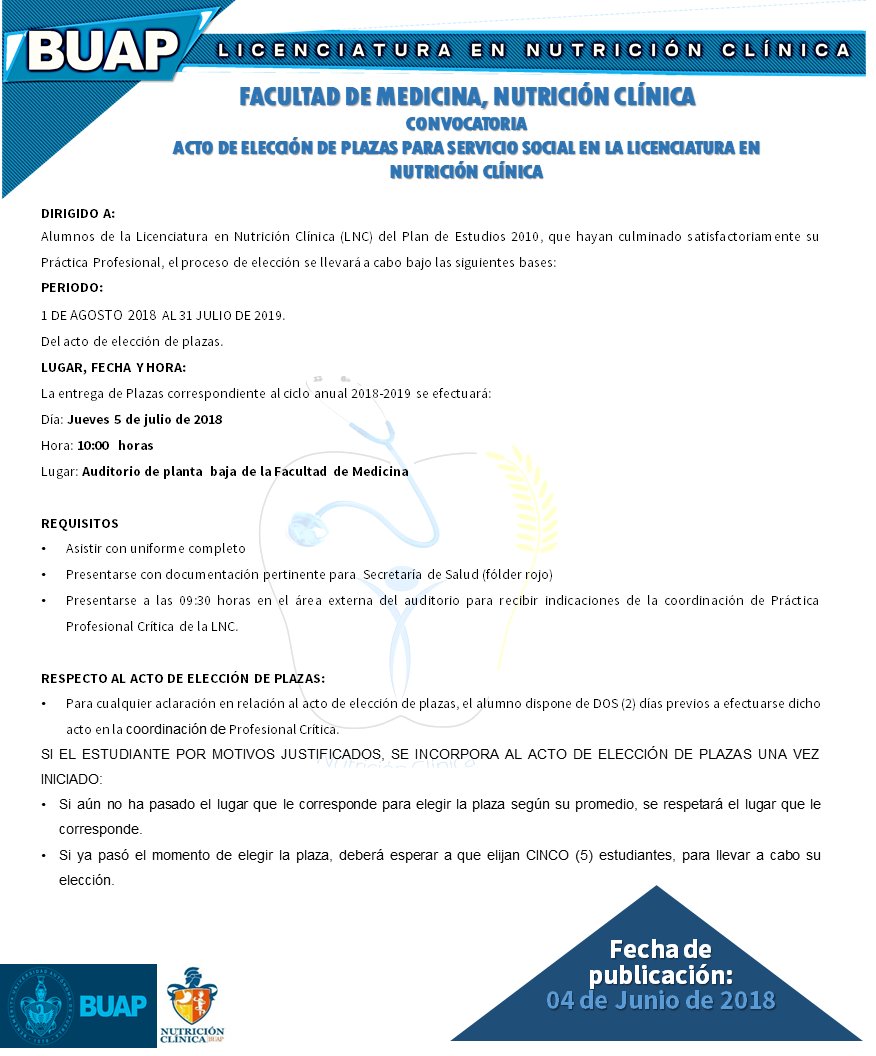 Fac Medicina Buap Convocatorias Lic En Nutricion Clinica