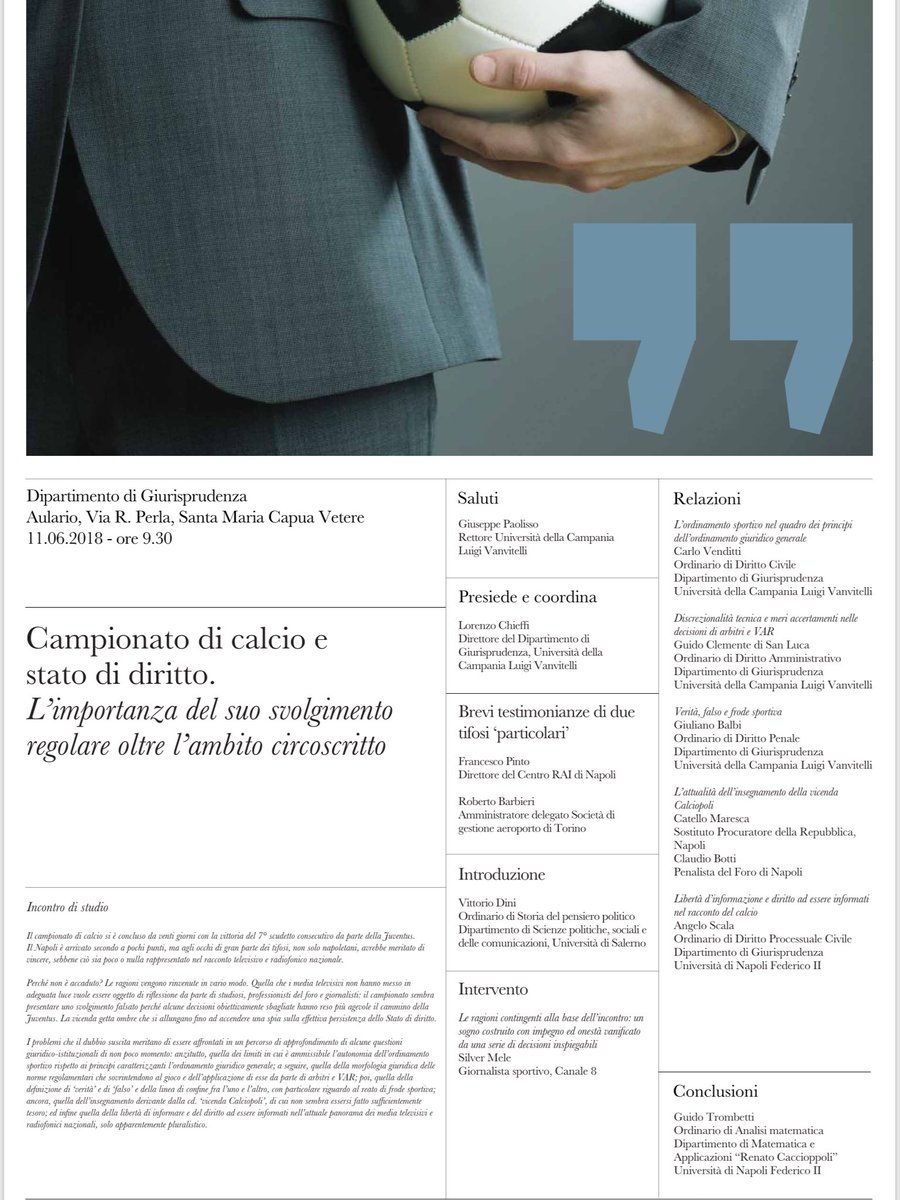 claubotti's tweet photo. Da #calciopoli alla #yuve del 7 scudetto consecutivo si può ragionare seriamente sulla regolarità del campionato lunedì 11 giugno Università Vanvitelli @pisto_gol @zazzatweet @Carloalvino @MoniScozzafava @GifGifuni @SasaCaiazza @AlfredoPedulla @realvarriale @guiruo https://t.co/B2qRzYYgvZ