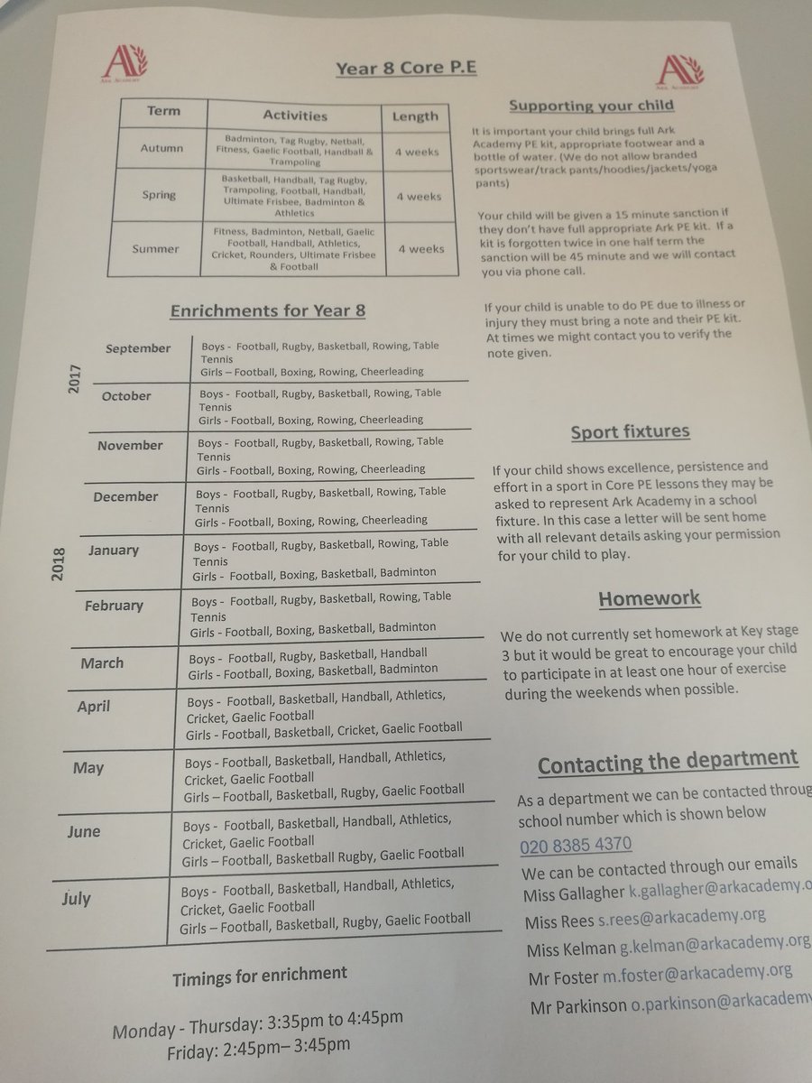 OPPE2715's tweet photo. Updated parents evening information sheet for Core PE this time - original taken from @MrThorntonTeach https://t.co/d5tyMHAbiY