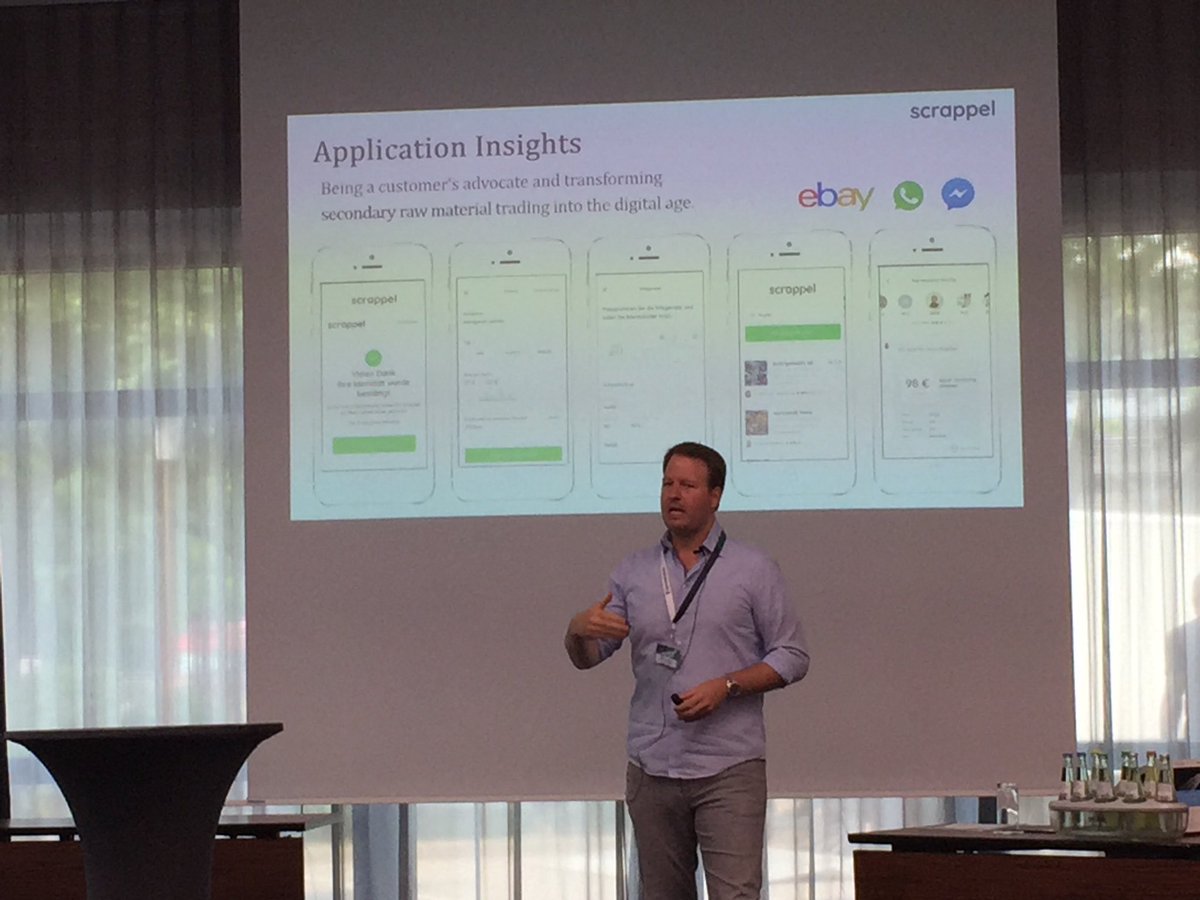commercetools's tweet image. Matthias Spanic führt durch die neue App von ⁦@scrappel_DE⁩ und berichtet über die Komplexität des Wertstoffhandels. #speedboot