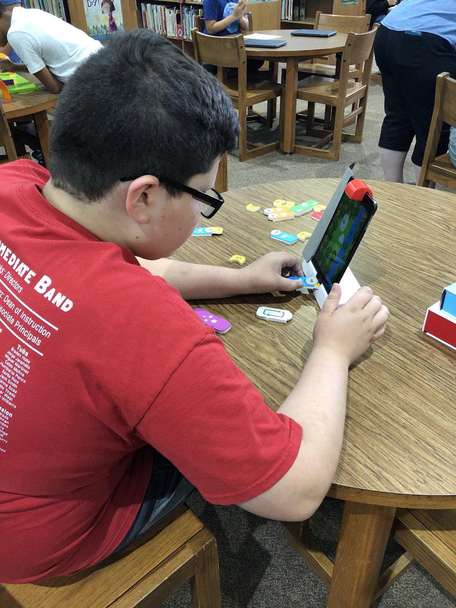 BISD_Libraries's tweet photo. Students @Neal_BISD’s summer library are having fun while improving their coding skills &amp; digital literacy skills! #LibrariesAreClassrooms #BISDLibrariansROCK @BISD_ITech @BryanISD @mdcapello100 #Osmo #CodingWithScratch #CodeAndGoRobotMouse #ExcitedToGoToTheLibrary #TellTheStory https://t.co/HhVcyJGlUC