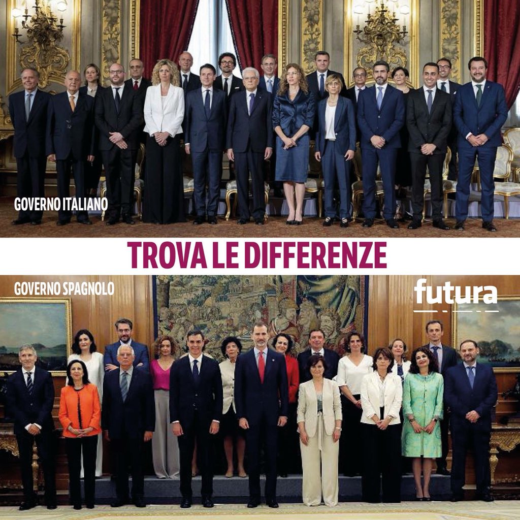 FuturaInRete's tweet photo. Il #GovernoDelCambiamento, quello vero. Quello che vorremmo.
In #Spagna. #GovernoSanchez
In #Italia invece cambiamo domani. Forse.
#ContePremier #GovernoConte
@mapi_ipam https://t.co/LtNEwhDNnU