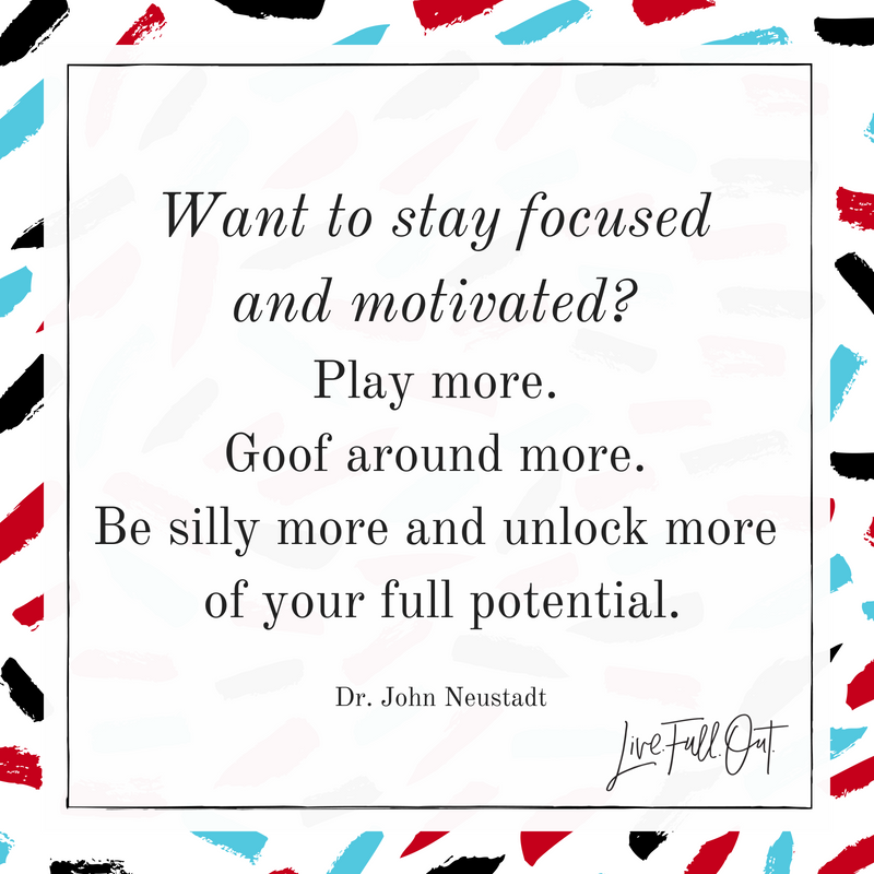 RomiNeustadt's tweet photo. Research shows playing makes us more creative and able to accomplish more in our lives. Make sure you goof around every day. Your mood will improve, your creativity will increase, and you’ll get better results in all areas of your life. #DrJohnNeustadt #LiveFullOut https://t.co/sVayd3E7q1