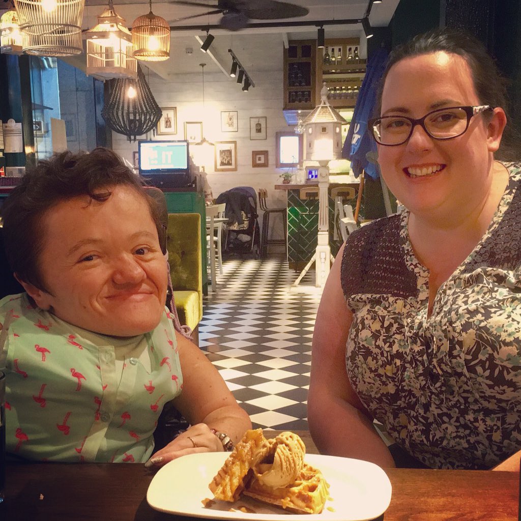 whatKTdoes_now's tweet photo. [Absurd] birds of a feather. Lunch w/ my #phdsister @GemmaEdney, which included much moaning about academia, laughing, &amp; the sharing of dessert. #PhD #phdtimes #phdlife #phdsiblings #film #exeter #absurdbird #goodtimes #wheelchairselfie https://t.co/9RfYQ1KMrY