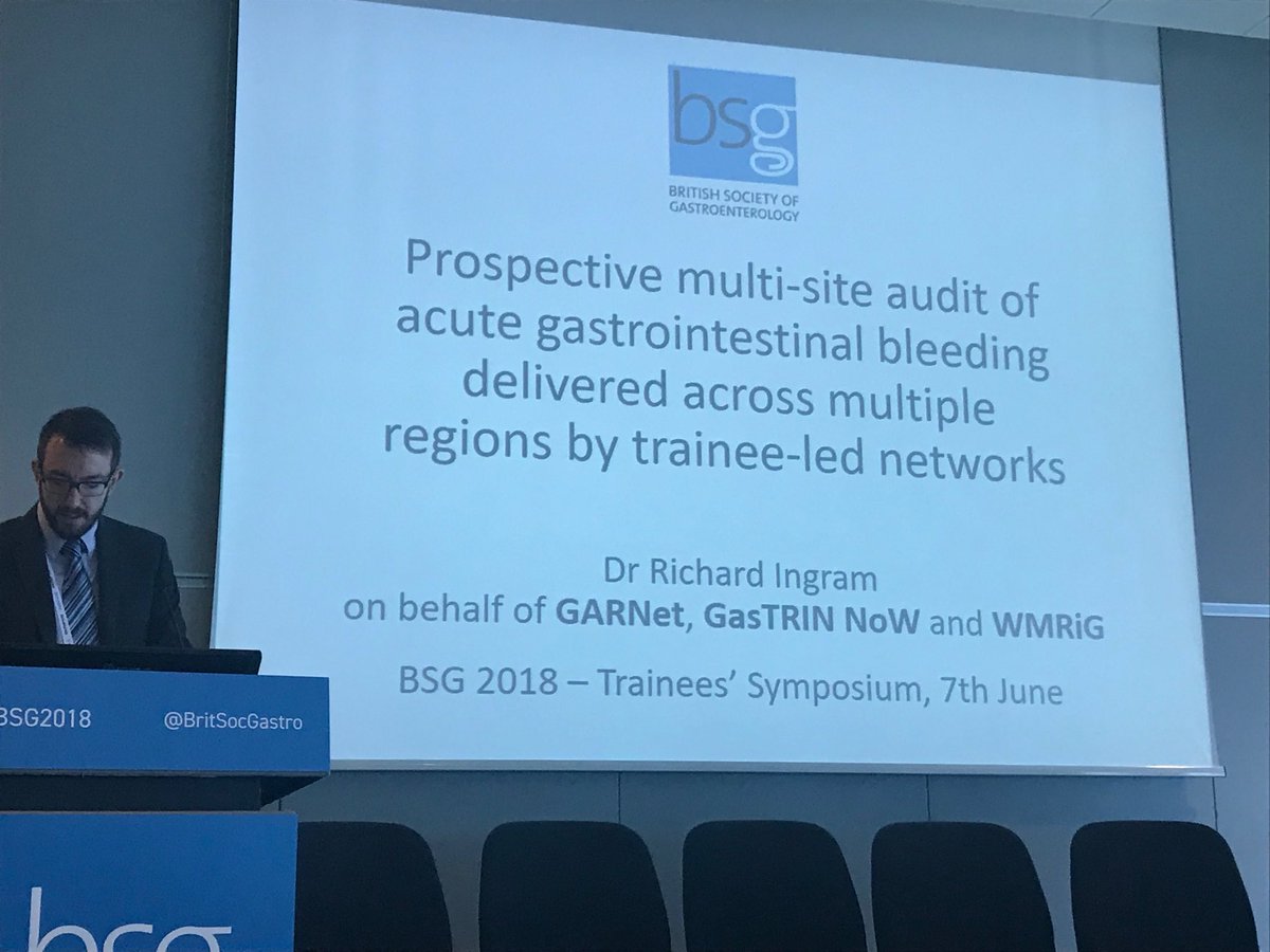Fantastic to see the presentation of our cross regional collaborative network data on GI bleeding. We can achieve a lot when we work together. @wmrig @GARNetMids @GasTRIN_NoW @BSGTrainees #bsg2018