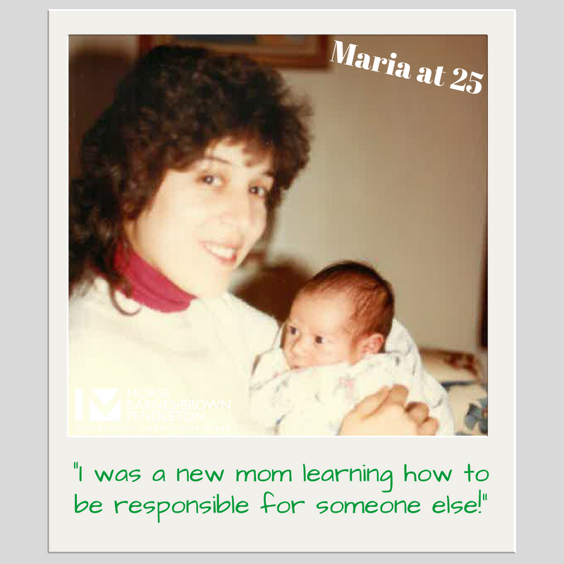 Morse's tweet photo. #MBBPat25 #tbt to this shot of Maria Corcoran as a new mom! 👶🍼 https://t.co/dcKLvNuNE6 https://t.co/drMHFF8bSe