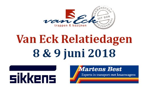 Ook Sikkens en Martens Transport op Van Eck Relatiedagen
Sikkens is de leverancier van de verfsystemen die door ons verwerkt worden. Martens Transport zorgt ervoor dat onze bestelling tijdig geleverd worden. Meer info: bit.ly/2GpE9va. Komt u ook op 8 of 9 juni?