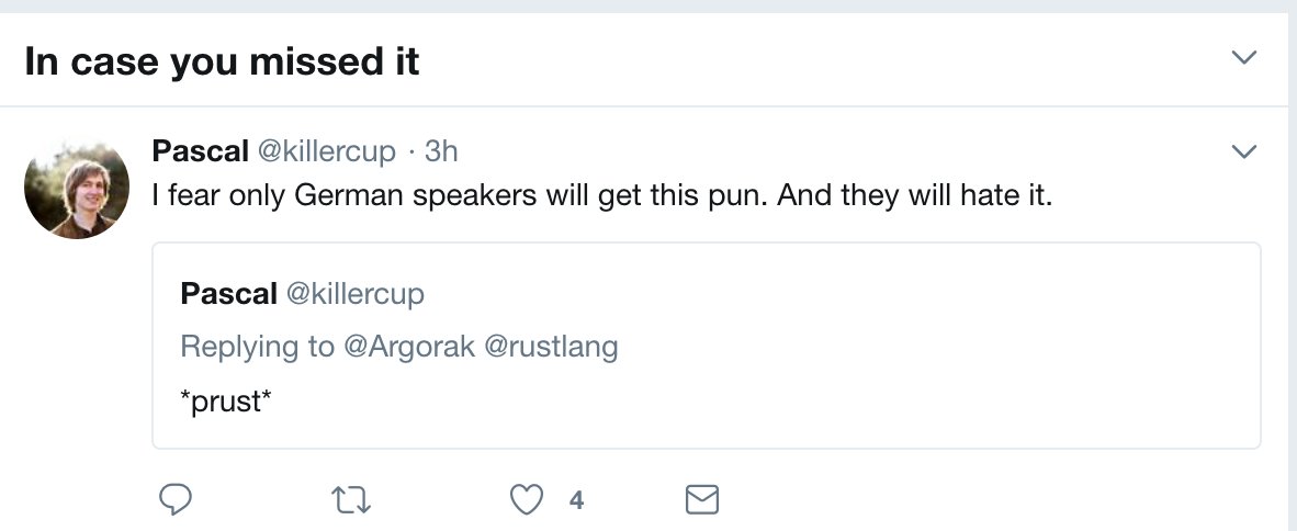 The "in case you missed it" section of twitter, showing the replied to tweet.