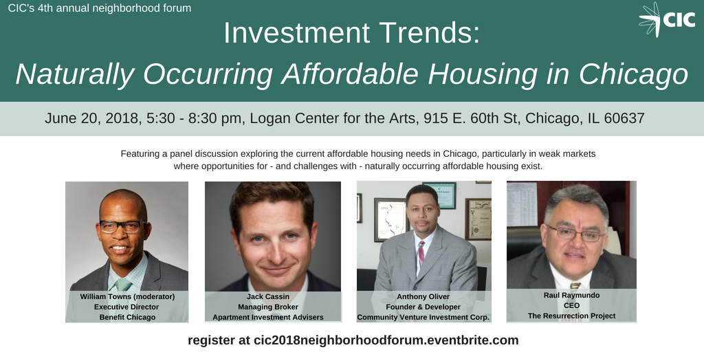 We couldn’t be more excited to have this expert panel lead the discussion at CIC’s Neighborhood Forum on June 20th! Register today and join the conversation: bit.ly/2LlqA2M <a href="/TRPistas/">The Resurrection Project</a> <a href="/BenefitChicago/">Benefit Chicago</a> <a href="/williamwtowns/">Dr. William W. Towns</a>